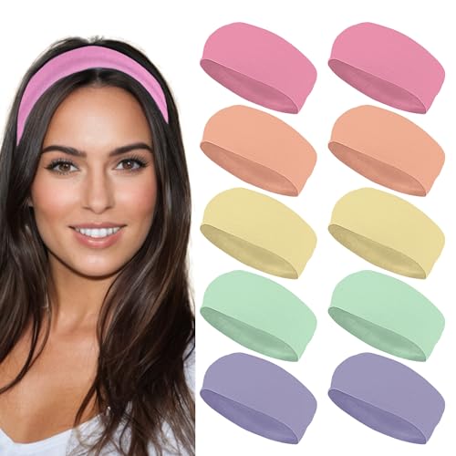 Modische Stretch-Stirnbänder für Damen, 5 Stück, rutschfest, ideal für Spa, Sport, Yoga, Pilates, Laufen, Fitnessstudio, Workouts von YXBZKGDCNG