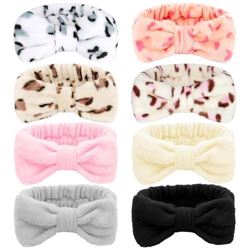 Spa-Stirnbänder aus flauschigem Stoff, Gesichtsreinigung, Stirnbänder für Damen Make-up und Hautpflege, 8 Stück von YXBZKGDCNG