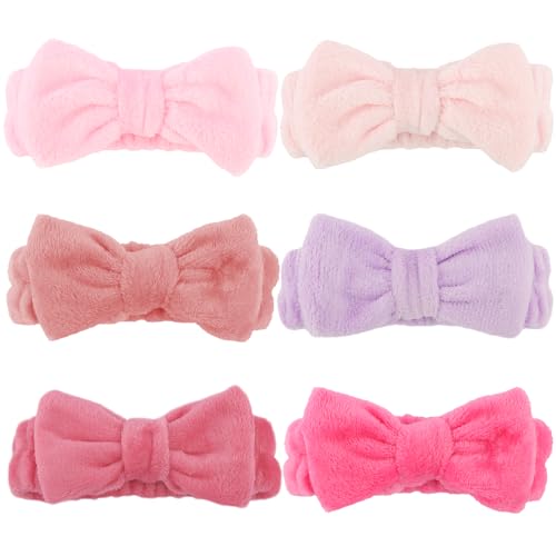 Stirnbänder zum Waschen des Gesichts, Make-up, Stirnbänder mit Schleife, Lorbeer-Haarband, Damen, Gesichts-Stirnband, Handgelenk-Handtuch, Wraps für Dusche, Gesicht, Rosa, Lila, 6 Stück Stirnbänder zum Waschen des Gesichts, Make-up, Stirnbänder mit Schleife, Lorbeer-Haarband, Damen, Gesichts-Stirnband, Handgelenk-Handtuch, Wraps für Dusche, Gesicht, Rosa, Lila, 6 Stück von YXBZKGDCNG