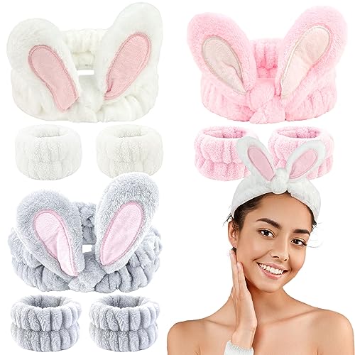 Stirnband zum Waschen von Gesicht, Ohren, Spa, Armbänder für Hautpflege, Gesichtswäsche, Stirnbänder und Handgelenkbänder für Frauen von YXBZKGDCNG