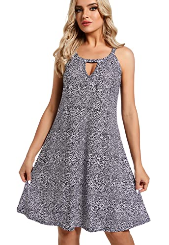 YXCFEWD Sommerkleider Damen 2023 Kurz Lässig Blumendruck Kleid Sexy Ärmellos Freizeitkleid Boho Elegant Strandkleider(Zittern,L) von YXCFEWD