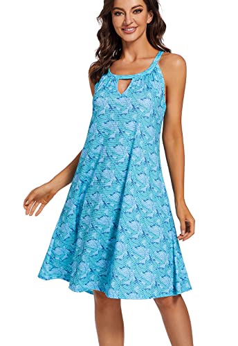 YXCFEWD Sommerkleider Damen 2023 Kurz Lässig Blumendruck Kleid Sexy Ärmellos Freizeitkleid Boho Elegant Strandkleider(großes Blatt, M) von YXCFEWD