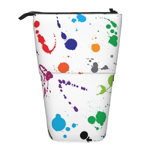 YXDVPALNE Abstrakte Farbspritzer gedruckt, Teleskop-Federmäppchen, Ständer-Federmäppchen mit Reißverschluss-Stiftetasche von YXDVPALNE