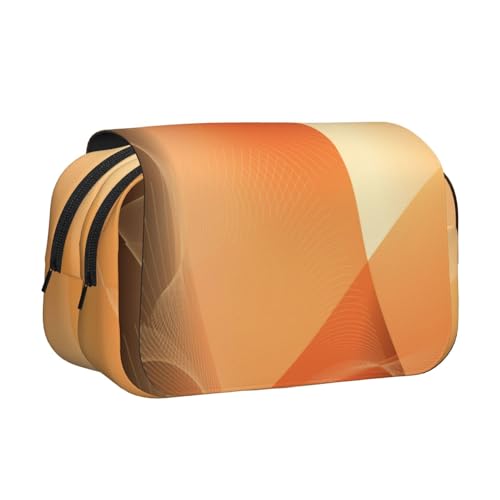 YXDVPALNE Abstraktes orange und braunes Muster Doppeltes Clamshell-Stifteetui, tragbares Bleistiftetui mit Reißverschluss von YXDVPALNE