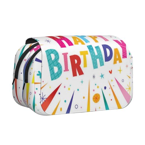 YXDVPALNE Alles Gute zum Geburtstag Doppeltes Clamshell-Stifteetui, tragbares Bleistiftetui mit Reißverschluss von YXDVPALNE