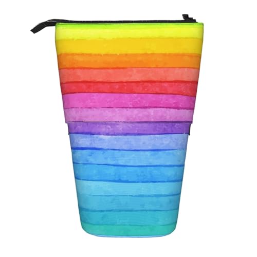 YXDVPALNE Aquarellfarbe, helle Farben, Strichzeichnungen, Teleskop-Federmäppchen, Ständer-Federmäppchen mit Reißverschluss-Stiftetasche von YXDVPALNE