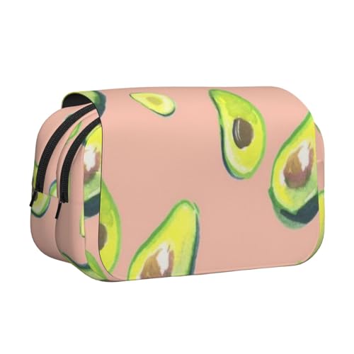 YXDVPALNE Avocado Doppeltes Clamshell-Stifteetui, tragbares Bleistiftetui mit Reißverschluss von YXDVPALNE