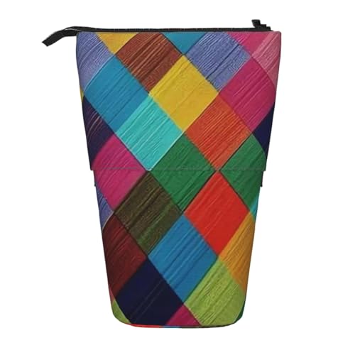 YXDVPALNE Buntes Kariertes Flanell, Teleskop-Federmäppchen, Ständer-Federmäppchen mit Reißverschluss-Stiftetasche von YXDVPALNE