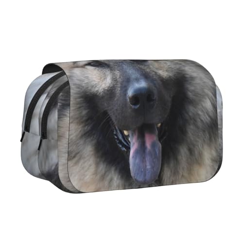 YXDVPALNE Chien Eurasier Dog Doppeltes Clamshell-Stifteetui, tragbares Bleistiftetui mit Reißverschluss von YXDVPALNE