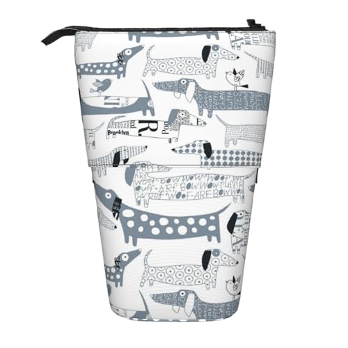 YXDVPALNE Dackel, Teleskop-Federmäppchen, Ständer-Federmäppchen mit Reißverschluss-Stiftetasche von YXDVPALNE