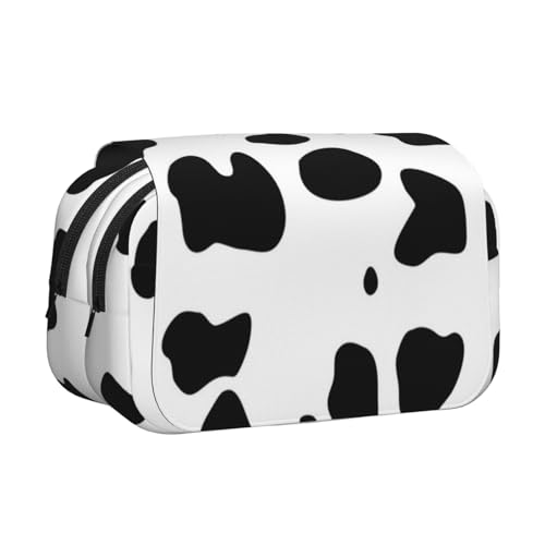 YXDVPALNE Dalmatiner Hundedruck Schwarzer Fleck Doppeltes Clamshell-Stifteetui, tragbares Bleistiftetui mit Reißverschluss von YXDVPALNE