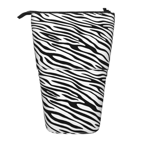 YXDVPALNE Einfaches Zebra, Teleskop-Federmäppchen, Ständer-Federmäppchen mit Reißverschluss-Stiftetasche von YXDVPALNE