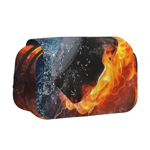 YXDVPALNE Eishockey-Feuer Doppeltes Clamshell-Stifteetui, tragbares Bleistiftetui mit Reißverschluss YXDVPALNE Eishockey-Feuer Doppeltes Clamshell-Stifteetui, tragbares Bleistiftetui mit Reißverschluss von YXDVPALNE