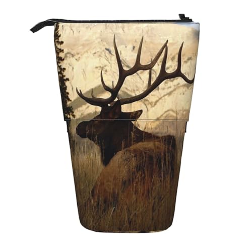 YXDVPALNE Elch, Teleskop-Federmäppchen, Ständer-Federmäppchen mit Reißverschluss-Stiftetasche von YXDVPALNE