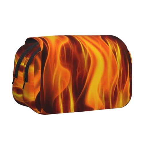 YXDVPALNE Feuer Doppeltes Clamshell-Stifteetui, tragbares Bleistiftetui mit Reißverschluss von YXDVPALNE