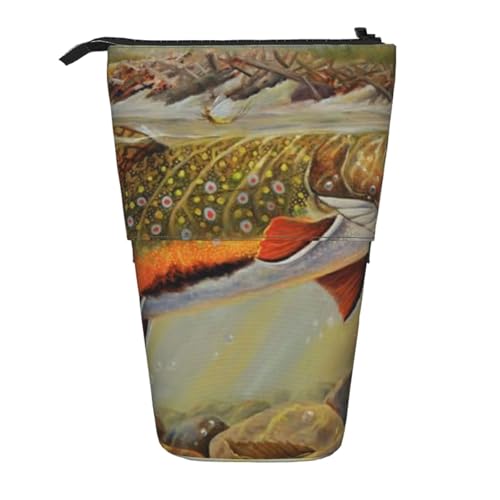 YXDVPALNE Forellenfliegenfischen, Teleskop-Federmäppchen, Ständer-Federmäppchen mit Reißverschluss-Stiftetasche von YXDVPALNE