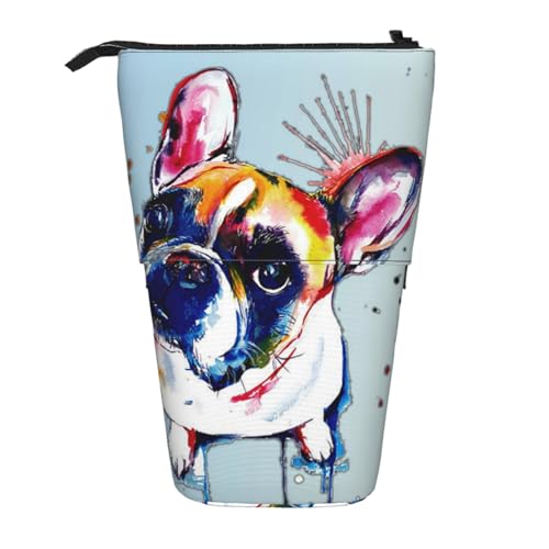YXDVPALNE Französische Bulldogge Gemälde, Teleskop-Federmäppchen, Ständer-Federmäppchen mit Reißverschluss-Stiftetasche YXDVPALNE Französische Bulldogge Gemälde, Teleskop-Federmäppchen, Ständer-Federmäppchen mit Reißverschluss-Stiftetasche von YXDVPALNE