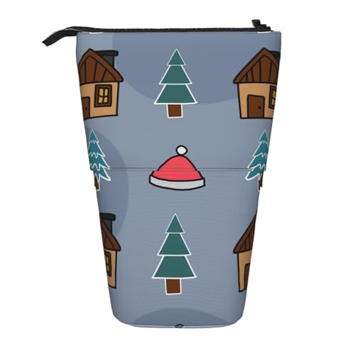 YXDVPALNE Frohe Weihnachten Weihnachtsbaum, Teleskop-Federmäppchen, Ständer-Federmäppchen mit Reißverschluss-Stiftetasche von YXDVPALNE