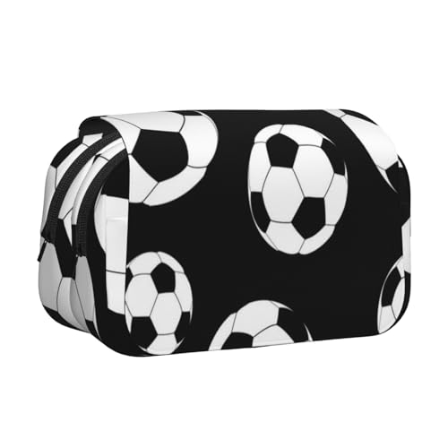 YXDVPALNE Fußball Doppeltes Clamshell-Stifteetui, tragbares Bleistiftetui mit Reißverschluss von YXDVPALNE