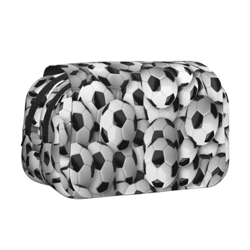 YXDVPALNE Fußball Doppeltes Clamshell-Stifteetui, tragbares Bleistiftetui mit Reißverschluss von YXDVPALNE