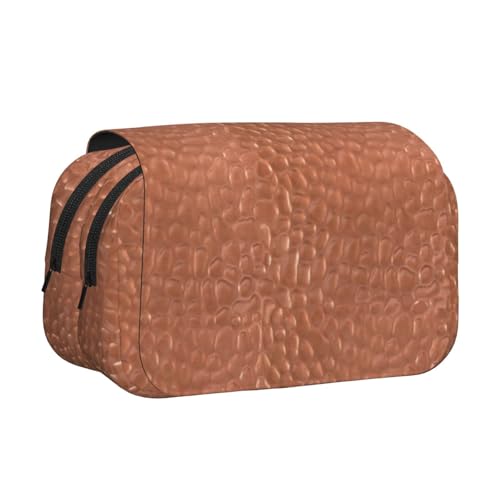 YXDVPALNE Gehämmerte Kupferoptik Doppeltes Clamshell-Stifteetui, tragbares Bleistiftetui mit Reißverschluss von YXDVPALNE