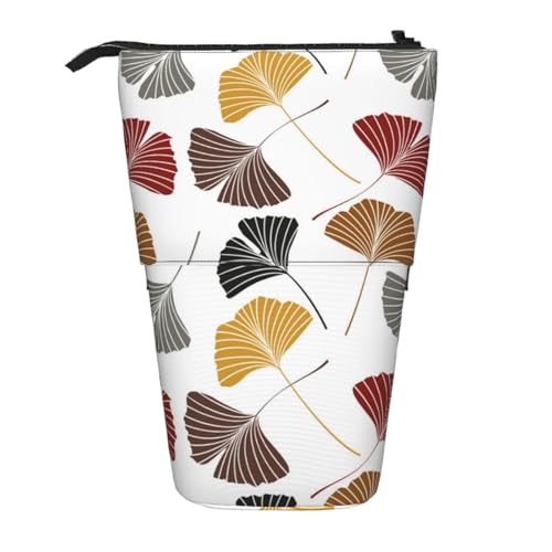 YXDVPALNE Ginkgoblätter, Teleskop-Federmäppchen, Ständer-Federmäppchen mit Reißverschluss-Stiftetasche von YXDVPALNE