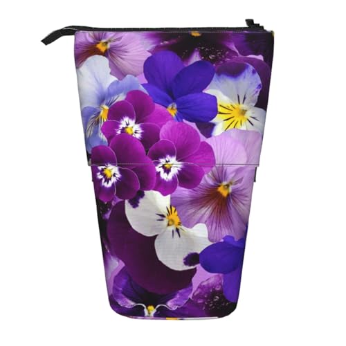 YXDVPALNE Grafische Stiefmütterchen Ostern Frühlingsblumen, Teleskop-Federmäppchen, Ständer-Federmäppchen mit Reißverschluss-Stiftetasche von YXDVPALNE