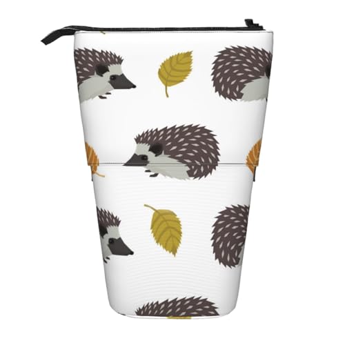 YXDVPALNE Herbstlaub Igel, Teleskop-Federmäppchen, Ständer-Federmäppchen mit Reißverschluss-Stiftetasche von YXDVPALNE