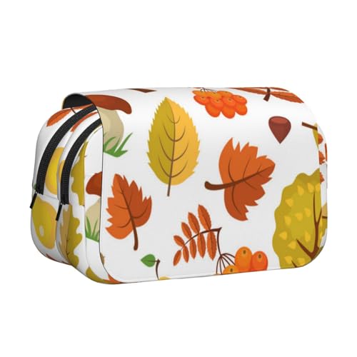 YXDVPALNE Herbstliche Ahornblätter Doppeltes Clamshell-Stifteetui, tragbares Bleistiftetui mit Reißverschluss von YXDVPALNE