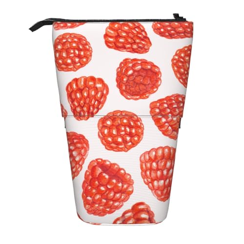YXDVPALNE Himbeermuster, Teleskop-Federmäppchen, Ständer-Federmäppchen mit Reißverschluss-Stiftetasche von YXDVPALNE