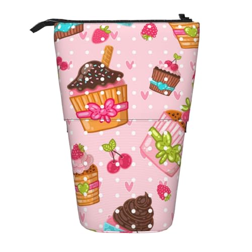 YXDVPALNE Küche Cupcakes Muffins, Teleskop-Federmäppchen, Ständer-Federmäppchen mit Reißverschluss-Stiftetasche von YXDVPALNE