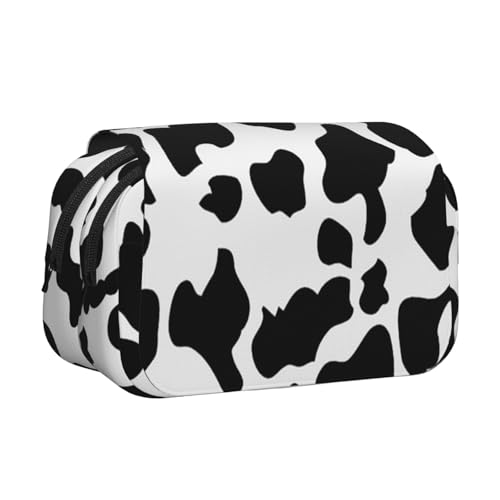 YXDVPALNE Kuh-Muster Doppeltes Clamshell-Stifteetui, tragbares Bleistiftetui mit Reißverschluss von YXDVPALNE