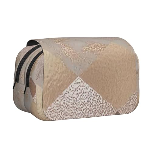 YXDVPALNE Kupfer und Blush Rose Gold Marmor Argyle Doppeltes Clamshell-Stifteetui, tragbares Bleistiftetui mit Reißverschluss von YXDVPALNE