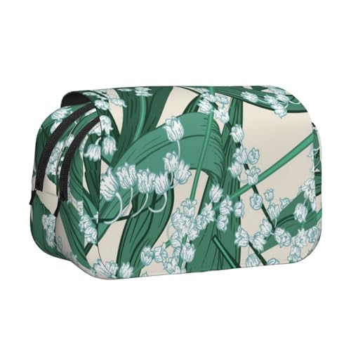 YXDVPALNE Maiglöckchen Doppeltes Clamshell-Stifteetui, tragbares Bleistiftetui mit Reißverschluss von YXDVPALNE