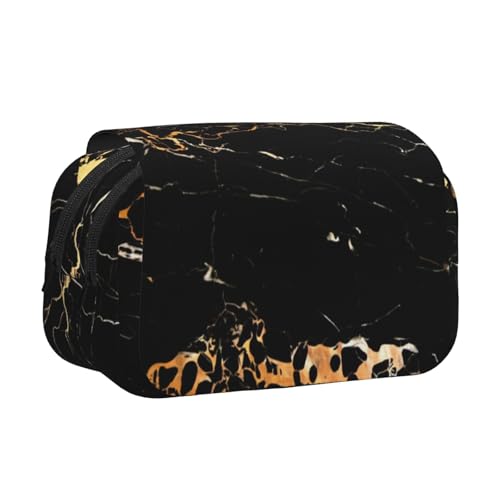 YXDVPALNE Marmor gedruckt Doppeltes Clamshell-Stifteetui, tragbares Bleistiftetui mit Reißverschluss von YXDVPALNE