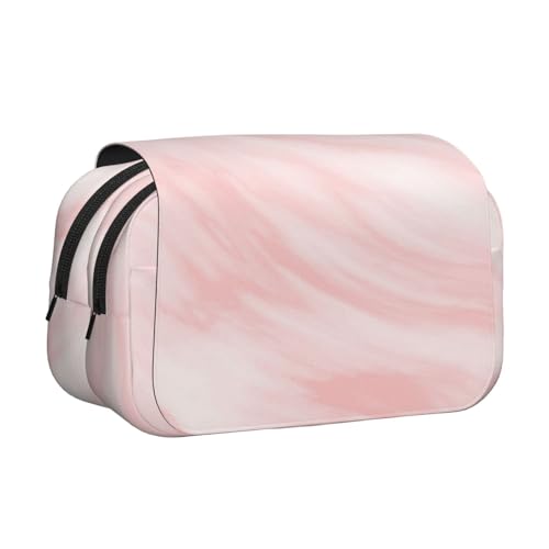 YXDVPALNE Marmormuster Weißer und rosa Marmor Doppeltes Clamshell-Stifteetui, tragbares Bleistiftetui mit Reißverschluss von YXDVPALNE