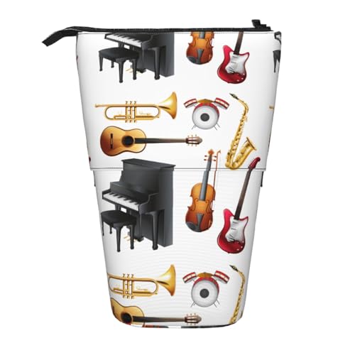YXDVPALNE Musikinstrument Klavier Gitarre Saxophon, Teleskop-Federmäppchen, Ständer-Federmäppchen mit Reißverschluss-Stiftetasche von YXDVPALNE