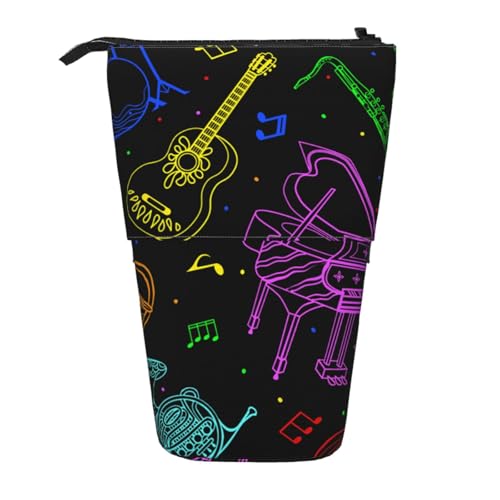 YXDVPALNE Musikinstrumente Neonfarben, Teleskop-Federmäppchen, Ständer-Federmäppchen mit Reißverschluss-Stiftetasche von YXDVPALNE