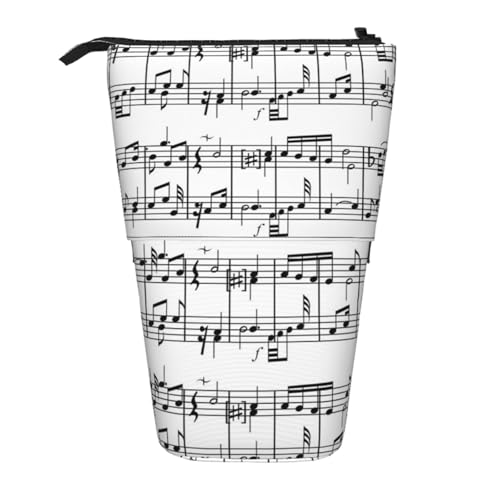 YXDVPALNE Musiknoten Musiknote Symbol Illustration, Teleskop-Federmäppchen, Ständer-Federmäppchen mit Reißverschluss-Stiftetasche von YXDVPALNE