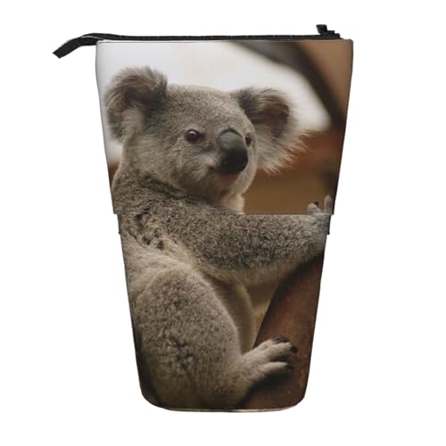 YXDVPALNE Niedlicher Koala auf Baum, Teleskop-Federmäppchen, Ständer-Federmäppchen mit Reißverschluss-Stiftetasche von YXDVPALNE