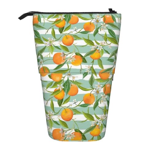 YXDVPALNE Orangen Zitrusmuster, Teleskop-Federmäppchen, Ständer-Federmäppchen mit Reißverschluss-Stiftetasche von YXDVPALNE