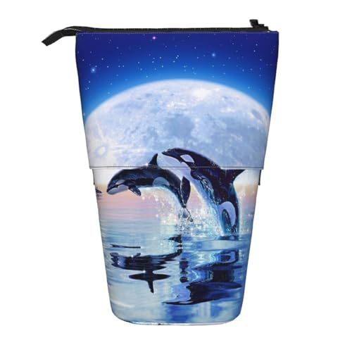 YXDVPALNE Orca-Schule, Teleskop-Federmäppchen, Ständer-Federmäppchen mit Reißverschluss-Stiftetasche von YXDVPALNE