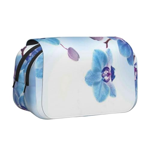 YXDVPALNE Orchideen Natürliche Blumen Doppeltes Clamshell-Stifteetui, tragbares Bleistiftetui mit Reißverschluss von YXDVPALNE