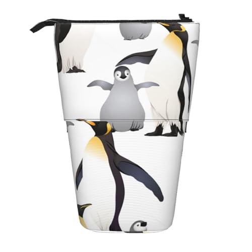 YXDVPALNE Pinguine, Teleskop-Federmäppchen, Ständer-Federmäppchen mit Reißverschluss-Stiftetasche von YXDVPALNE