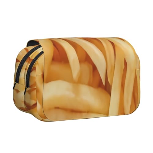 YXDVPALNE Pommes Frites Doppeltes Clamshell-Stifteetui, tragbares Bleistiftetui mit Reißverschluss von YXDVPALNE