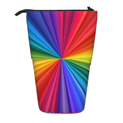 YXDVPALNE Regenbogenfarbene Wirbel, Teleskop-Federmäppchen, Ständer-Federmäppchen mit Reißverschluss-Stiftetasche von YXDVPALNE
