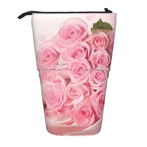 YXDVPALNE Rose, Teleskop-Federmäppchen, Ständer-Federmäppchen mit Reißverschluss-Stiftetasche von YXDVPALNE