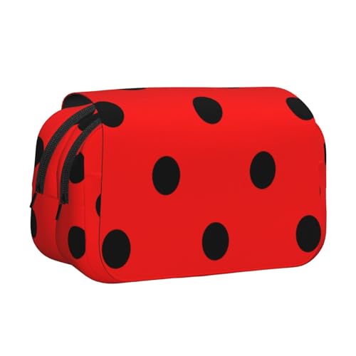 YXDVPALNE Rote Tupfen Doppeltes Clamshell-Stifteetui, tragbares Bleistiftetui mit Reißverschluss von YXDVPALNE