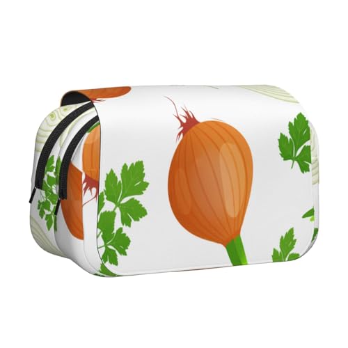 YXDVPALNE Rote Zwiebelknolle Doppeltes Clamshell-Stifteetui, tragbares Bleistiftetui mit Reißverschluss von YXDVPALNE