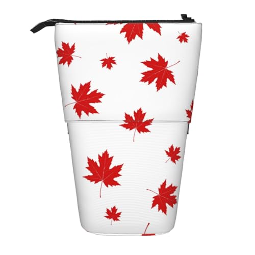 YXDVPALNE Rotes Ahornblatt, Teleskop-Federmäppchen, Ständer-Federmäppchen mit Reißverschluss-Stiftetasche von YXDVPALNE